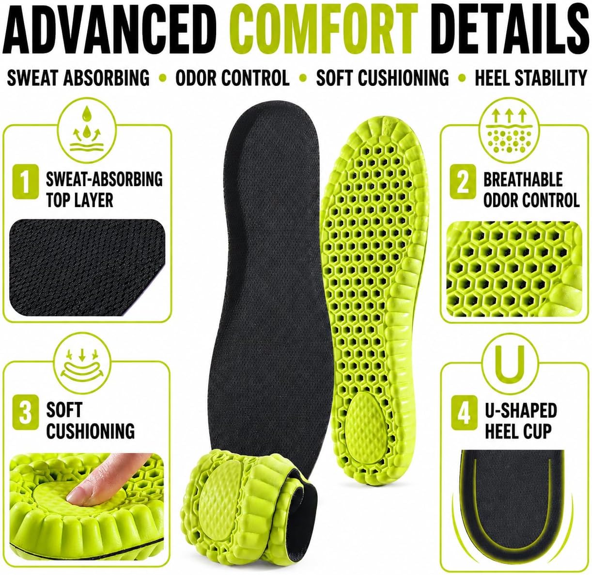 4D Cloud Anti Fatigue Memory Foam Shoe Inserts Men Women, Cushion Insoles - Image 3