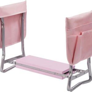 Relaxdays Garden Kneeler and Seat, Foldable, Padded with Pockets, 2-in-1, Up to 150 kg, Pink, 50x60x27.5 cm