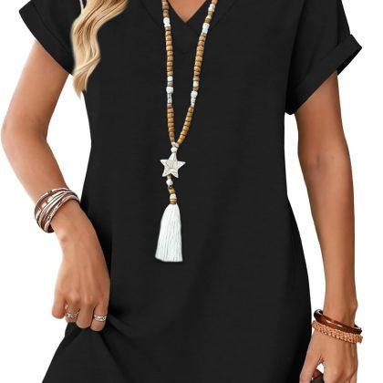 WIHOLL Summer Dresses for Women Casual Tshirt Dress Midi Dresses Fashion Beach Vacation Clothes