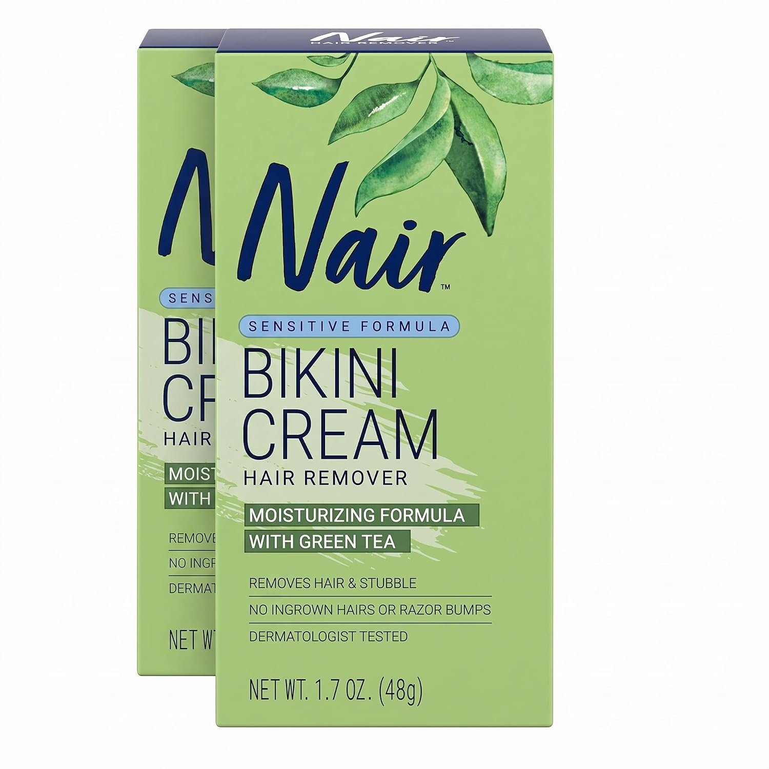 Nair Bikini Cream with Green Tea Sensitive Formula,1.7 Ounce,(Pack of 2)