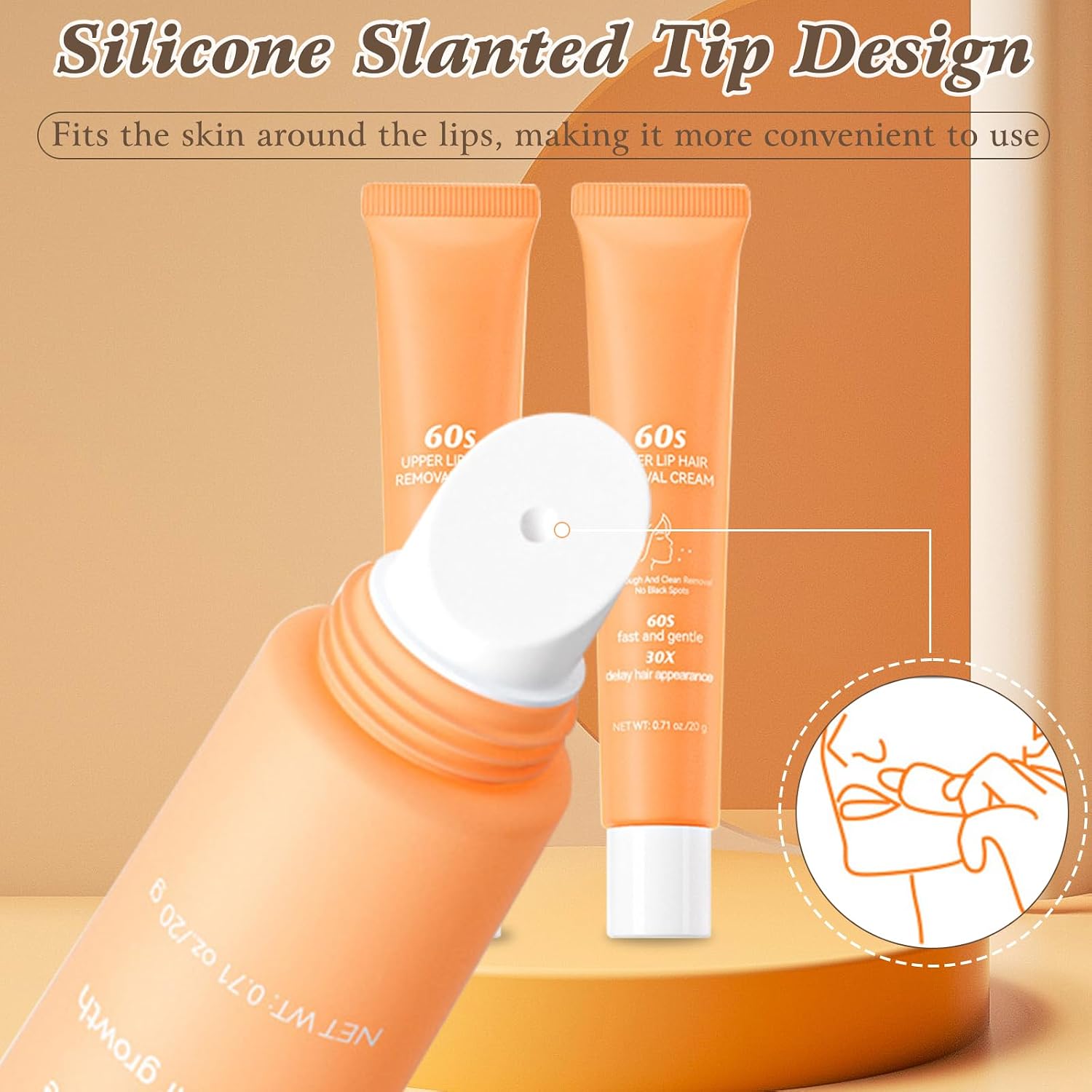 3PCS Facial Hair Remover Cream for Women, Gentle Fast-Acting Formula, Upper Lip Hair Removal Cream for Body Face Lips - Image 4