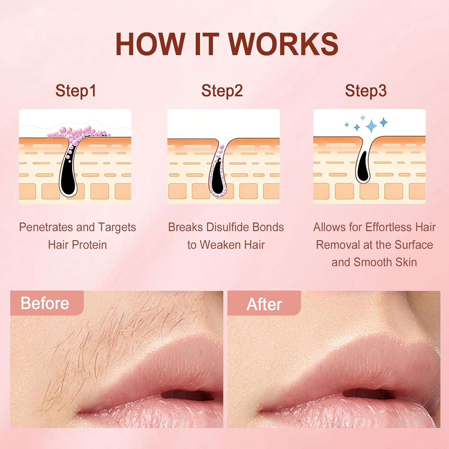 Facial Hair Removal Cream for Women, Painless & Gentle, Zero Dark Spots - Image 4