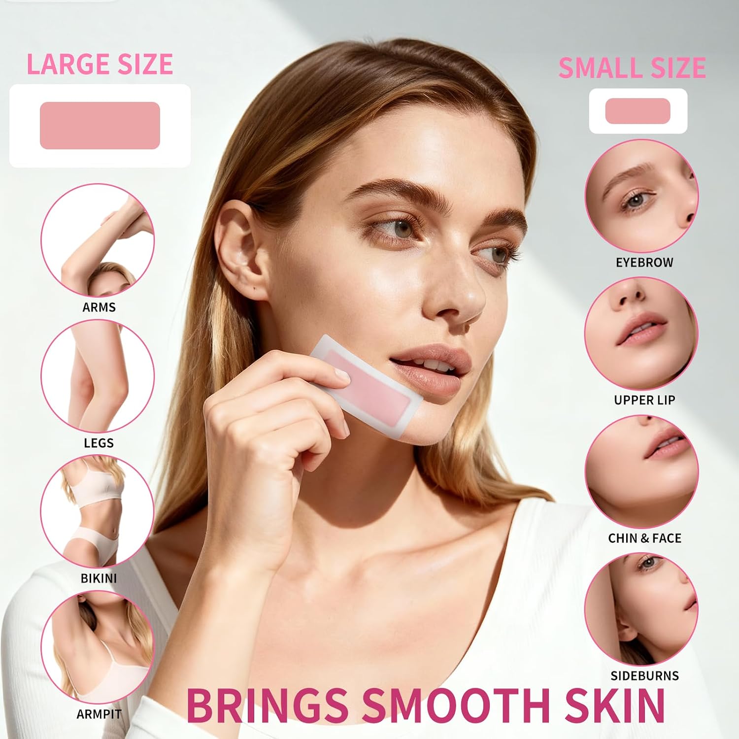 70PCS Wax Strips - 60 Facial & 10 Body Waxing Kit for Women - Image 5