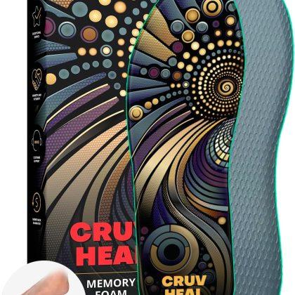 CRUVHEAL Memory Foam Insoles – Soft Cushion Inserts (Men 9.5 – Women 10.5)
