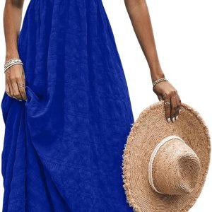 Milumia Women's Backless Long Summer Dress A Line Flowy Maxi Sundress