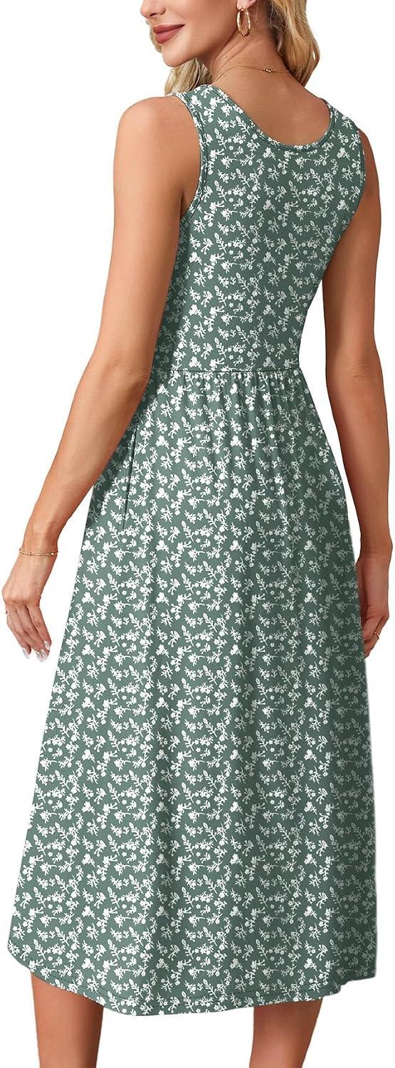 WIHOLL Summer Dresses for Women Flowy Casual Midi Dress Beach Vacation Sundresses with Pockets - Image 5