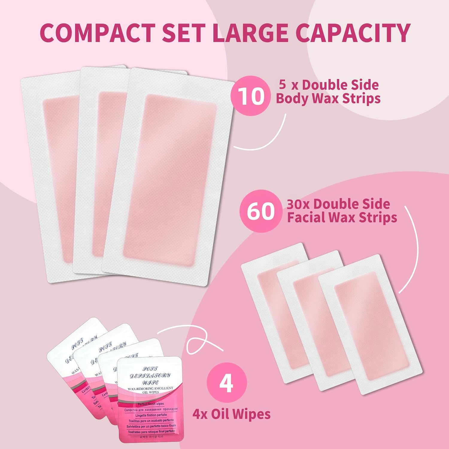 70PCS Wax Strips - 60 Facial & 10 Body Waxing Kit for Women - Image 6