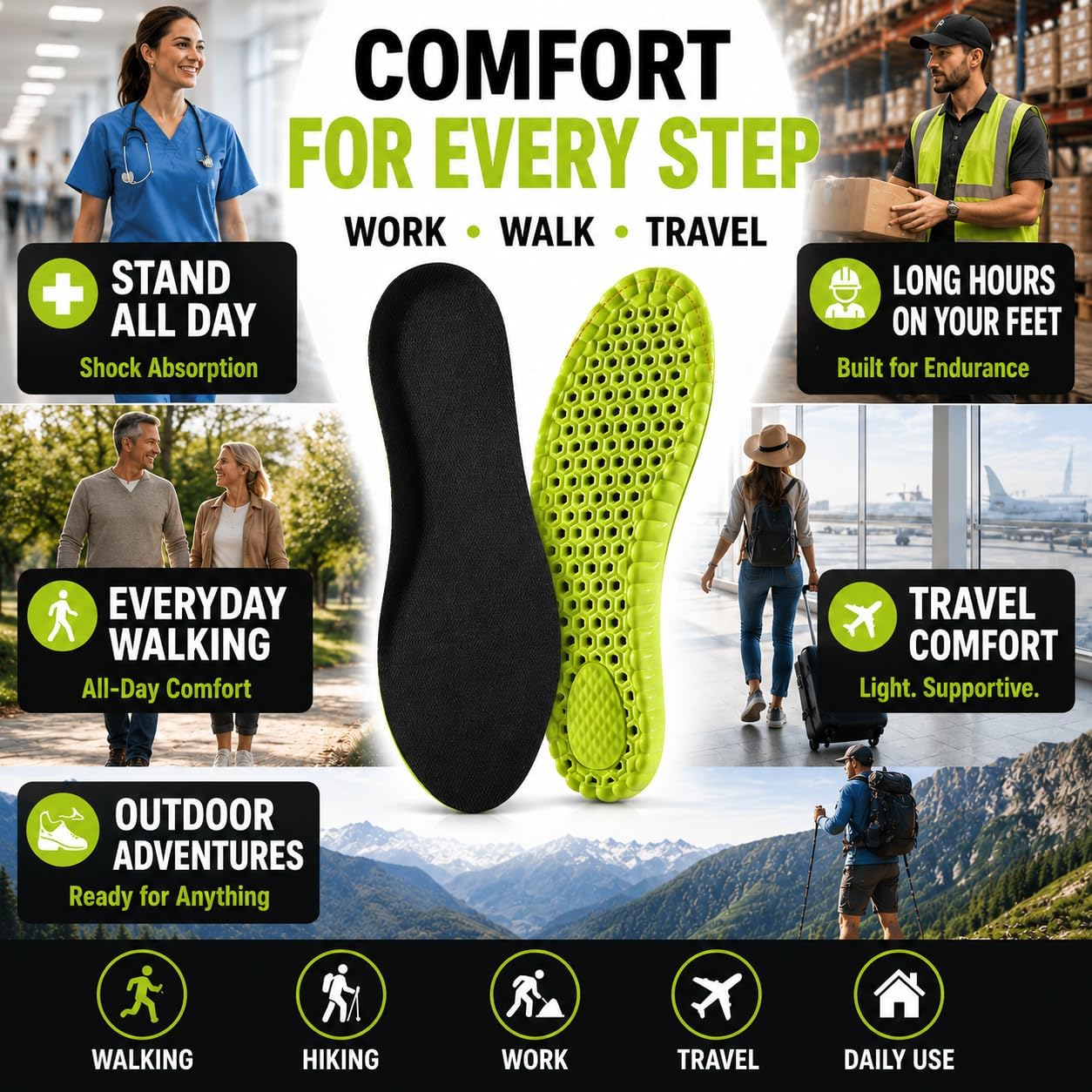 4D Cloud Anti Fatigue Memory Foam Shoe Inserts Men Women, Cushion Insoles - Image 6