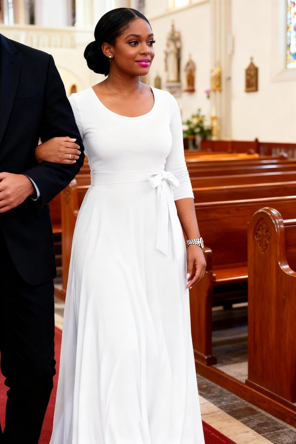 FANDEE Maxi Long Dress Women, Church A Line Casual Empire Waist Dresses - Image 4
