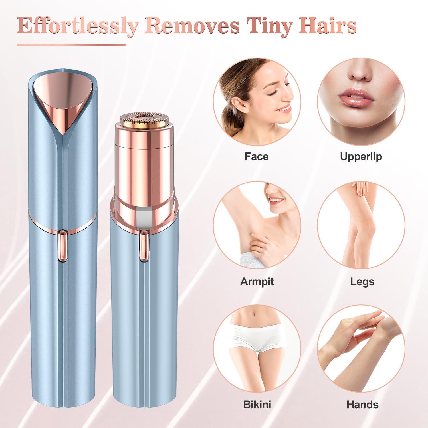 Facial Hair Remover for Women, USB Rechargeable with 2 Extra Heads - Image 3
