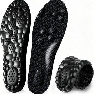4D Cloud Insoles for Men, Arch Support Insoles, Memory Foam Insoles, Steppers Insoles Shock Absorption and Cushioning Sports Shoe Insoles for Standing All Day (Graphene Black, Men 8-14（12.4 Inch)