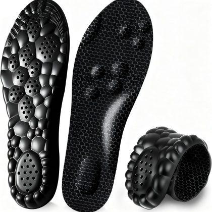 4D Cloud Insoles for Men, Arch Support Insoles, Memory Foam Insoles, Steppers Insoles Shock Absorption and Cushioning Sports Shoe Insoles for Standing All Day (Graphene Black, Men 8-14（12.4 Inch)