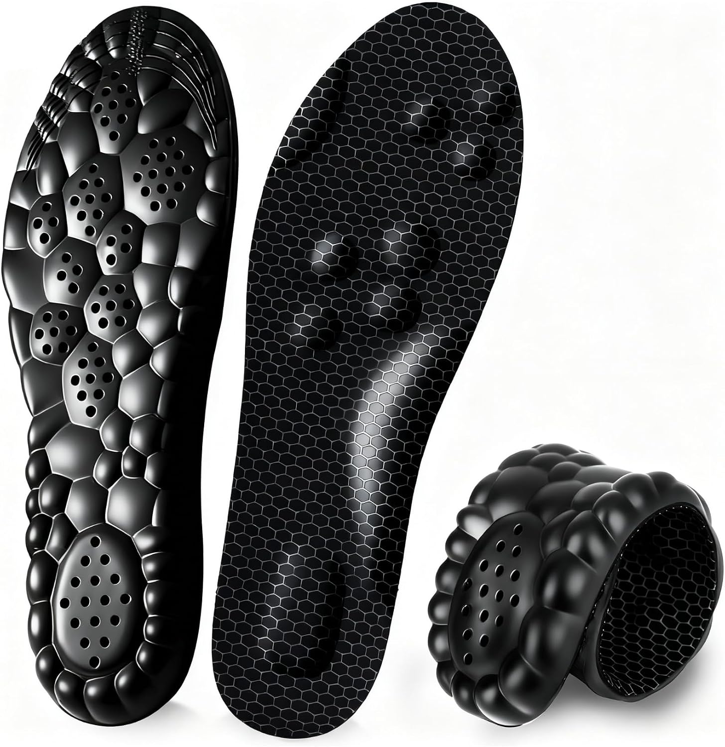 4D Cloud Insoles for Men, Arch Support Insoles, Memory Foam Insoles, Steppers Insoles Shock Absorption and Cushioning Sports Shoe Insoles for Standing All Day (Graphene Black, Men 8-14(12.4 Inch)
