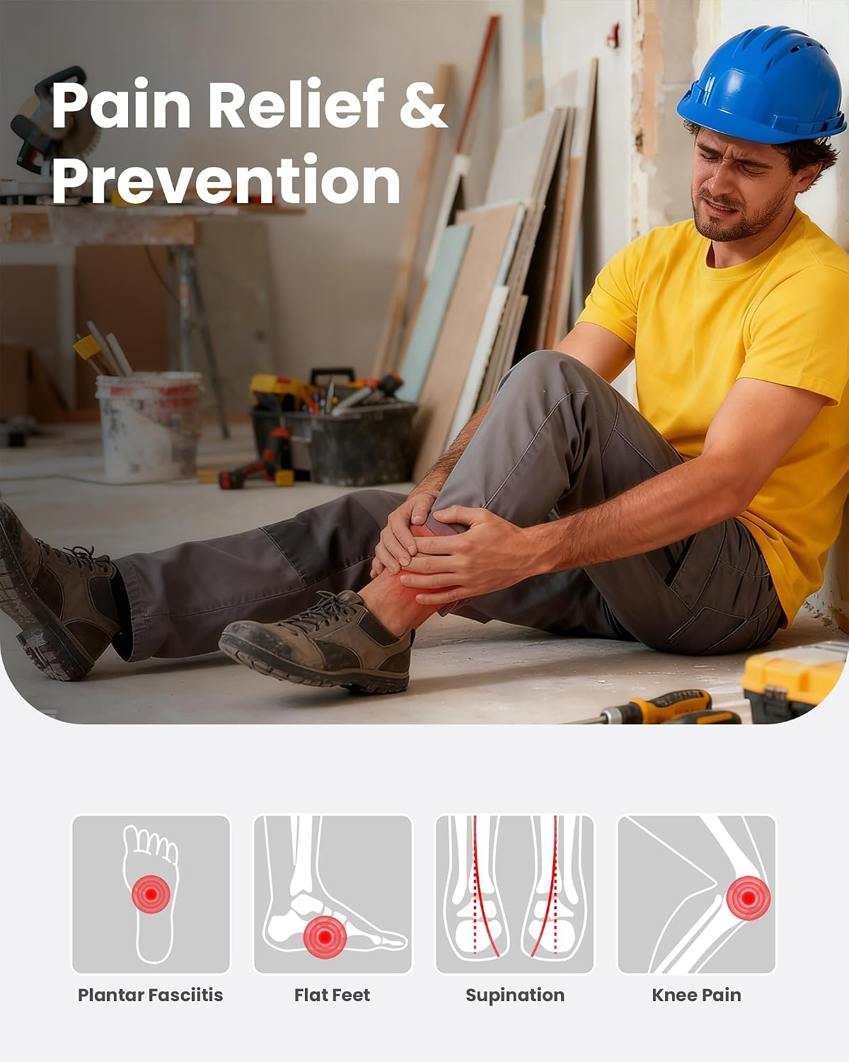WalkHero Plantar Fasciitis Relief Insoles, High Arch Support & Max Cushion - Image 6