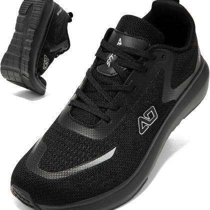 Men’s Wide Toe Box Walking Shoes, Arch Support Cushioned Sneakers, Lightweight Breathable Shoes for All-Day Standing, Walking
