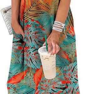 WIHOLL Women's Summer Short Sleeve Dresses Maxi Dress Vacation Beach Sundresses 2026 with Pockets