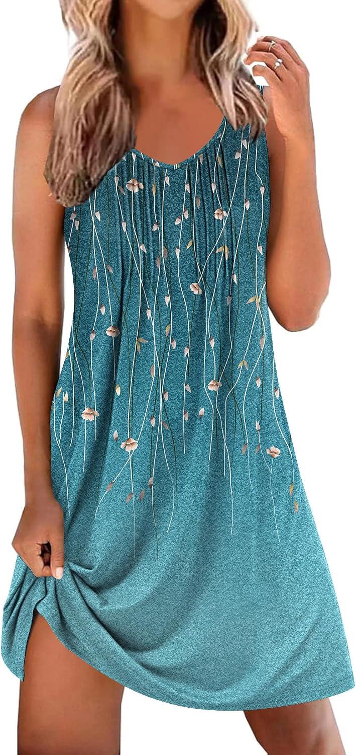Ekouaer Nightgowns for Women Sleeveless Sleep Shirt Tank V Neck Night Gown