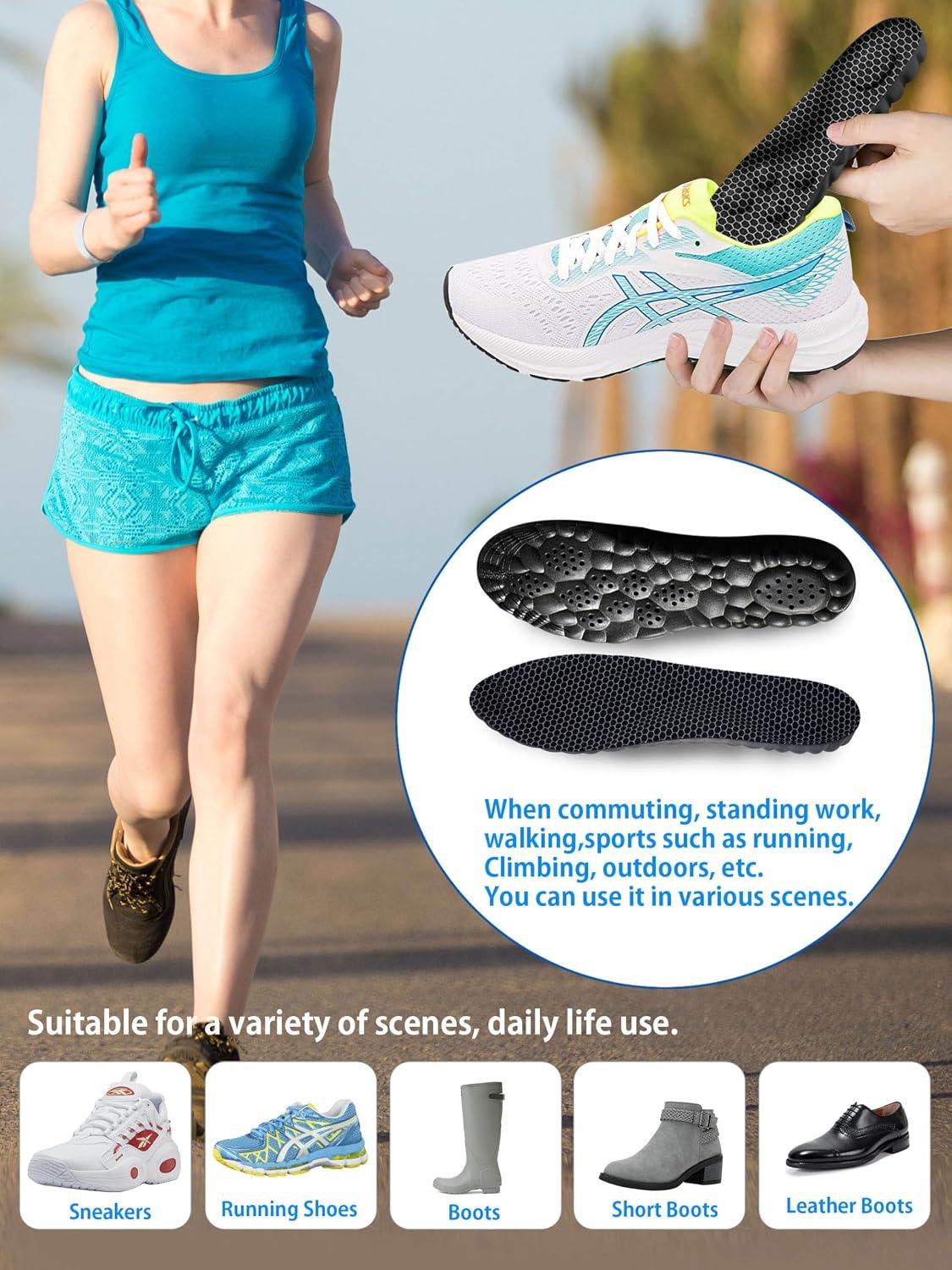 4D Cloud Insoles for Men, Arch Support Insoles, Memory Foam Insoles, Steppers Insoles Shock Absorption and Cushioning Sports Shoe Insoles for Standing All Day (Graphene Black, Men 8-14(12.4 Inch) - Image 7