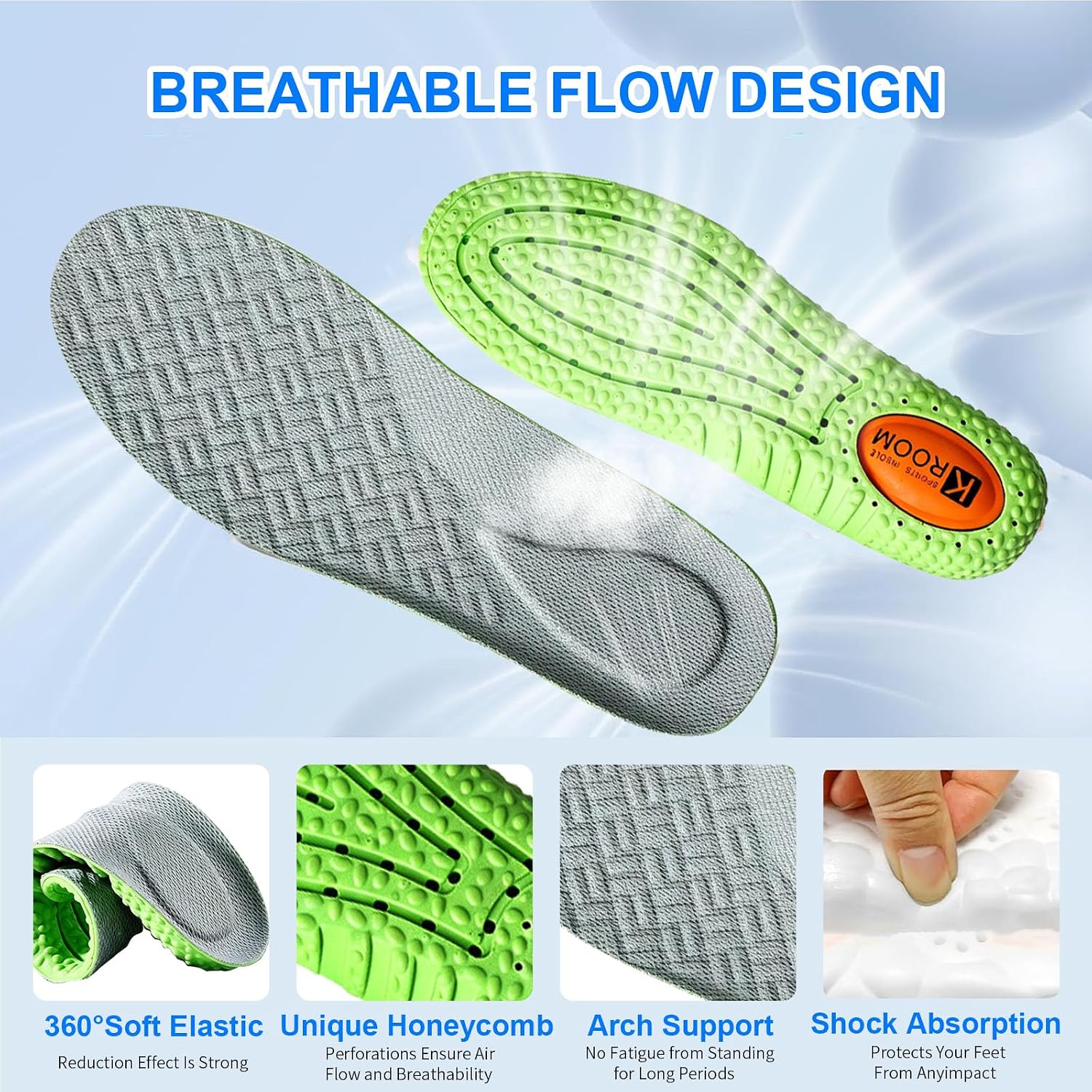 2026 New 4D Cloud Steppers Insoles for Men & Women,Breathable Massage Shoe Inserts,Memory Foam Cushioning Insoles,Shock Absorption & Foot Pain Relief for Plantar Fasciitis(M 10.5-11 / W 12-12.5 290mm) - Image 2