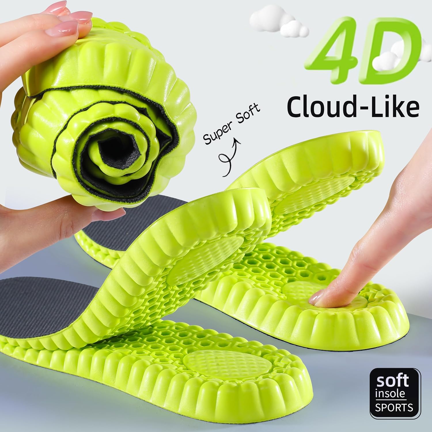 4D Cloud Anti Fatigue Memory Foam Shoe Inserts Men Women, Cushion Insoles - Image 2