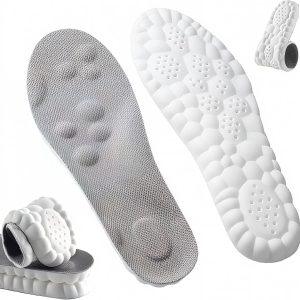 Steppers Insoles for Men Women, 4D Cloud Insoles, Comfortable Breathable Cushioning Boot Shoe Inserts with Arch Support, Foot Pain & Fatigue Relief (1Pair-Grey, Men 9-10/Women 11-12)