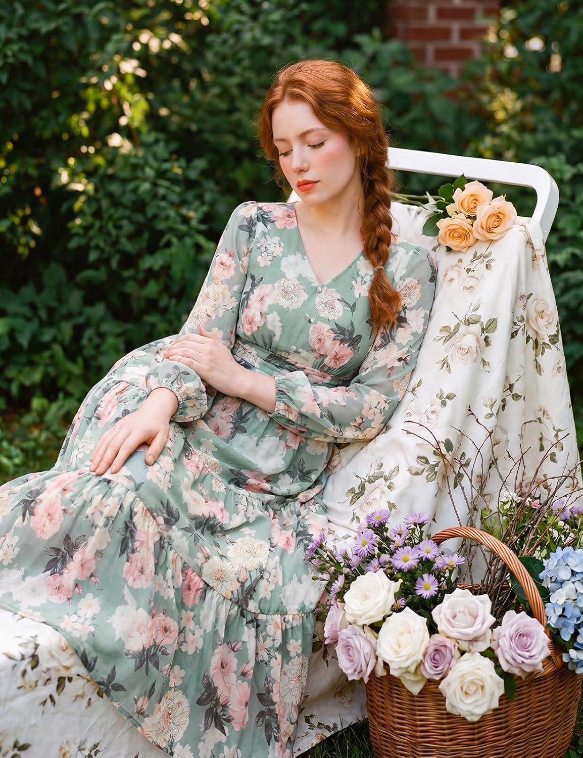 GRACE KARIN Women Floral Maxi Dress Fall Long Sleeve Wedding Guest Dresses - Image 2