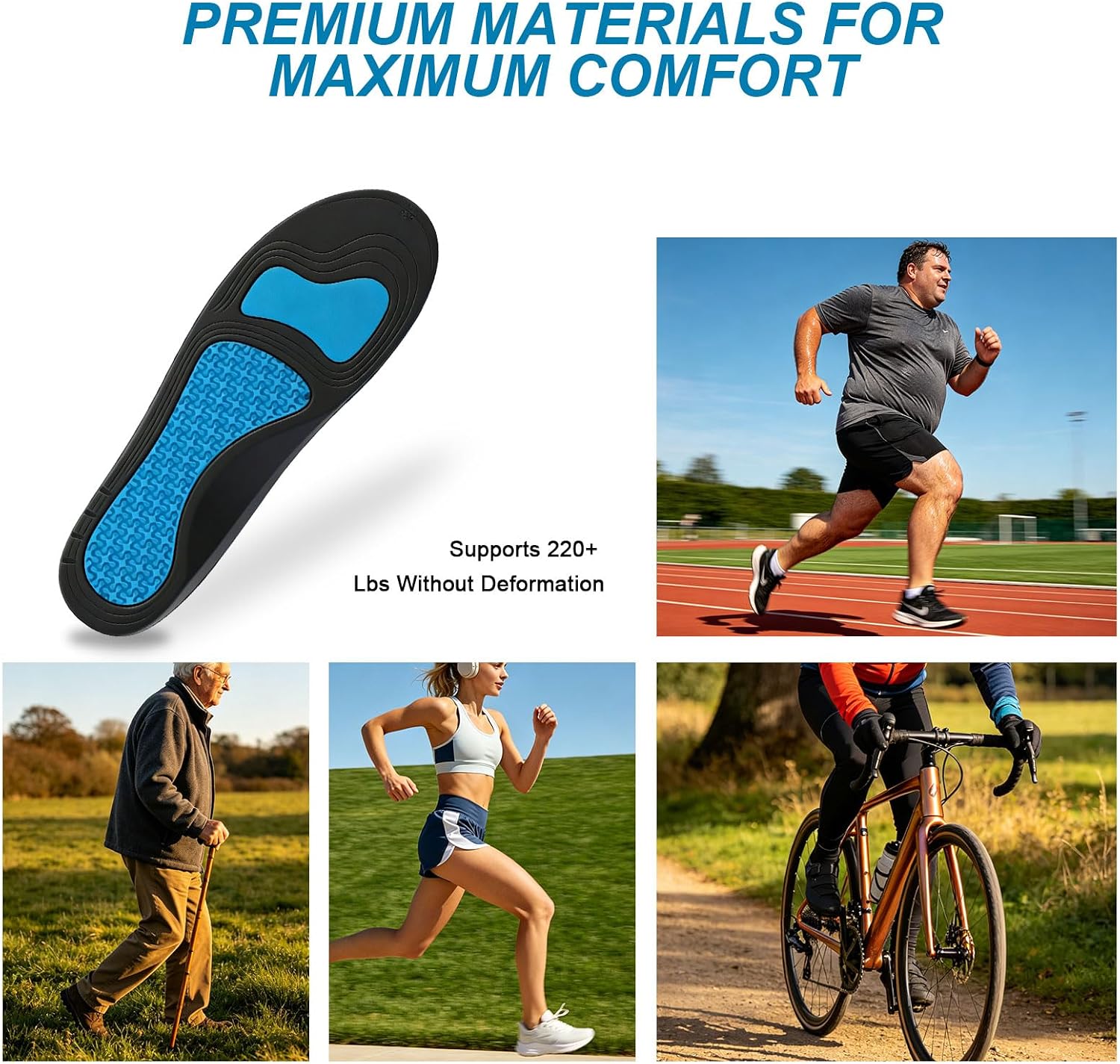 Gel Insoles for Men Women Standing All Day Superior Comfort with Massaging Gel Technology, Relieves Tired Achy Feet & Legs, Inserts for Work Boots & Sneakers(Trim to Fit) - Image 4