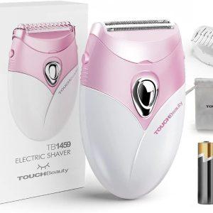 TOUCHBeauty Electric Shaver for Women, Painless Bikini Trimmer with 3-Blade System, Wet/Dry Cordless Foil Razor for Facial, Leg, Underarm & Body Hair, Battery-Powered, Gifts for Women, Pink