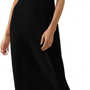 Wenrine Womens Short Sleeve T-Shirt Dress V Neck Summer Casual Midi Dresses