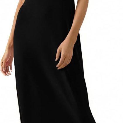 Wenrine Womens Short Sleeve T-Shirt Dress V Neck Summer Casual Midi Dresses