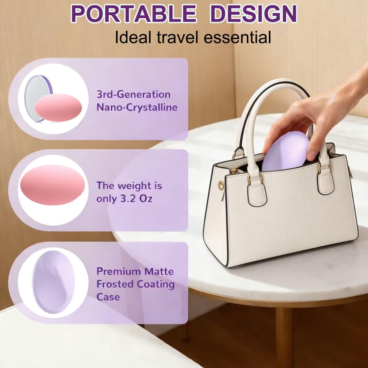 2PCS Premium Crystal Hair Eraser, Reusable Crystal Hair Remover Painless Exfoliation Epilators Hair Removal for Women, Nano Glass Natural Gentle and Efficient Shaver Trimmer on Leg Arm(Pink Purple) - Image 7