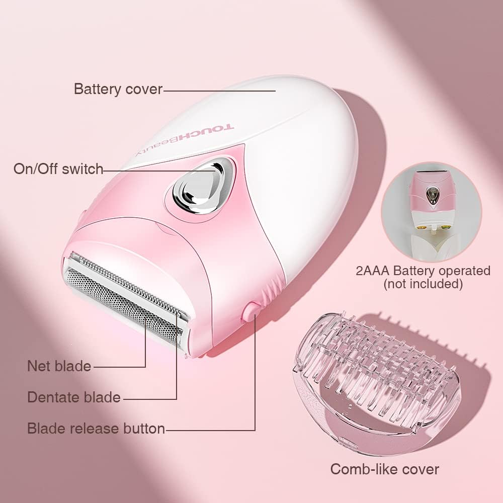 TOUCHBeauty Electric Shaver for Women, Painless Bikini Trimmer with 3-Blade System, Wet/Dry Cordless Foil Razor for Facial, Leg, Underarm & Body Hair, Battery-Powered, Gifts for Women, Pink - Image 8