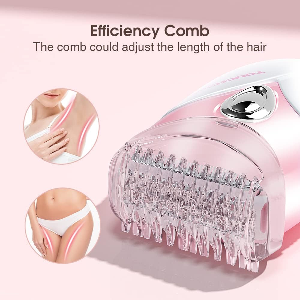 TOUCHBeauty Electric Shaver for Women, Painless Bikini Trimmer with 3-Blade System, Wet/Dry Cordless Foil Razor for Facial, Leg, Underarm & Body Hair, Battery-Powered, Gifts for Women, Pink - Image 6