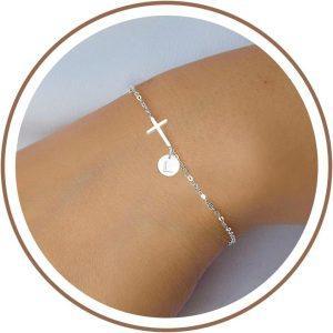 Cross Bracelet for Women Christian Gifts for Women 2026 Christmas Gift Dainty Gold Initial Bracelet Religious Baptism Confirmation Communion Faith Jewelry for Daughter Mom Bithday Gift for Girlfriend Stocking Stuffers