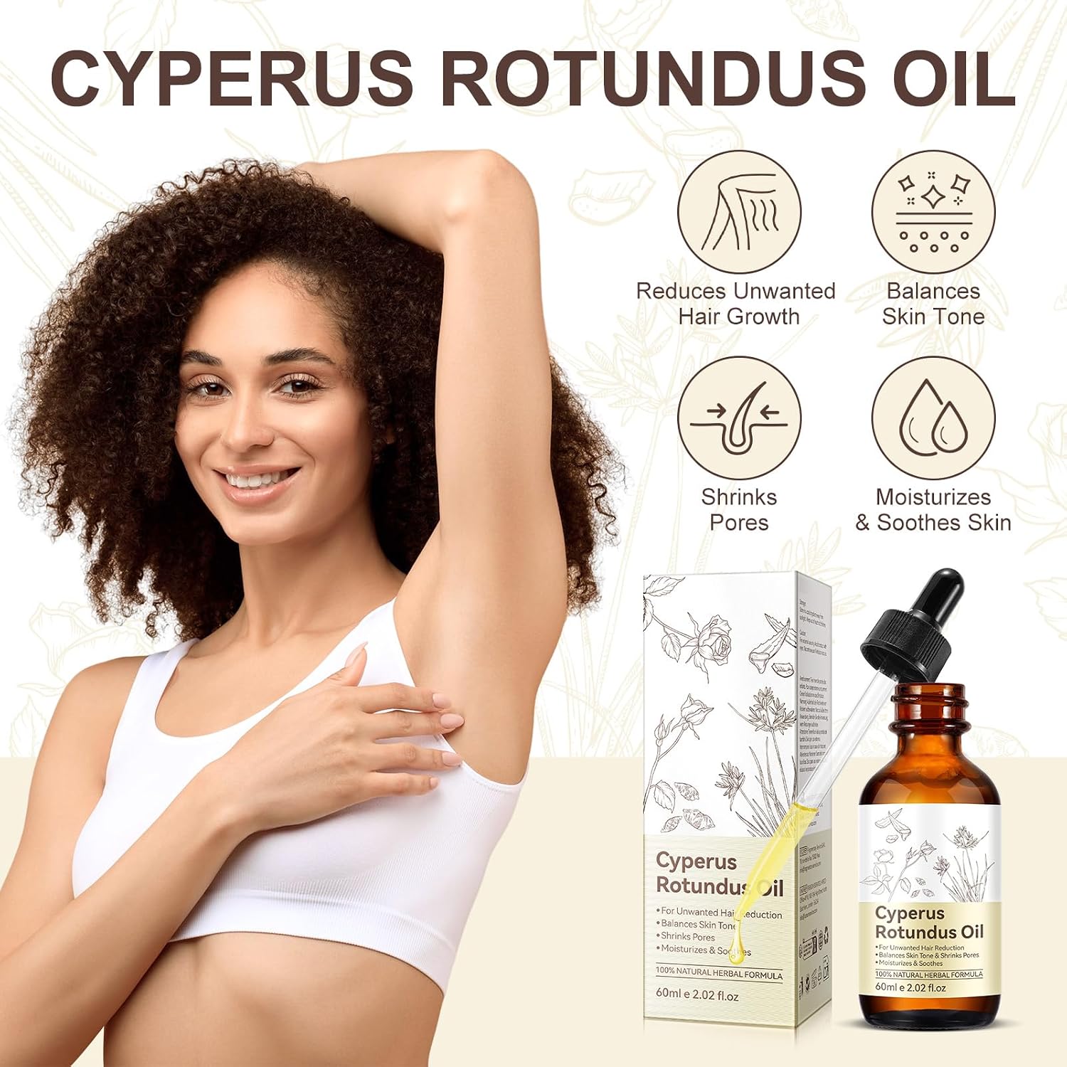 2 Pack Cyperus Rotundus Oil, Natural for Reducing Body Hair Growth, Cyperus Rotundus Oil for Hair Removal, Reduces Unwanted Hair Growth, Reducing Body Hair Growth, Shrink Pores - Image 6