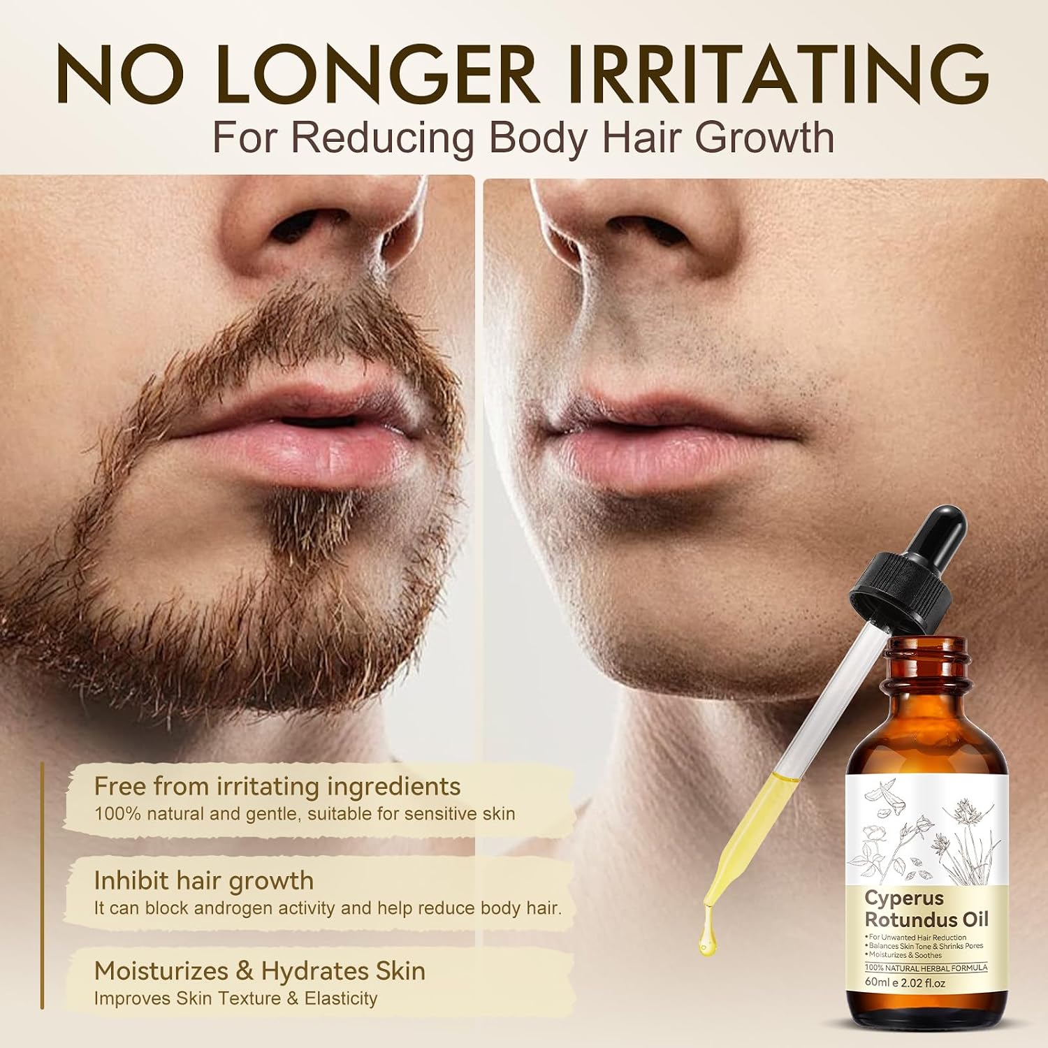 2 Pack Cyperus Rotundus Oil, Natural for Reducing Body Hair Growth, Cyperus Rotundus Oil for Hair Removal, Reduces Unwanted Hair Growth, Reducing Body Hair Growth, Shrink Pores - Image 3