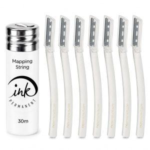 Ink Permanent Face Razors for Women, 7 Brow Razors with Brow Mapping String
