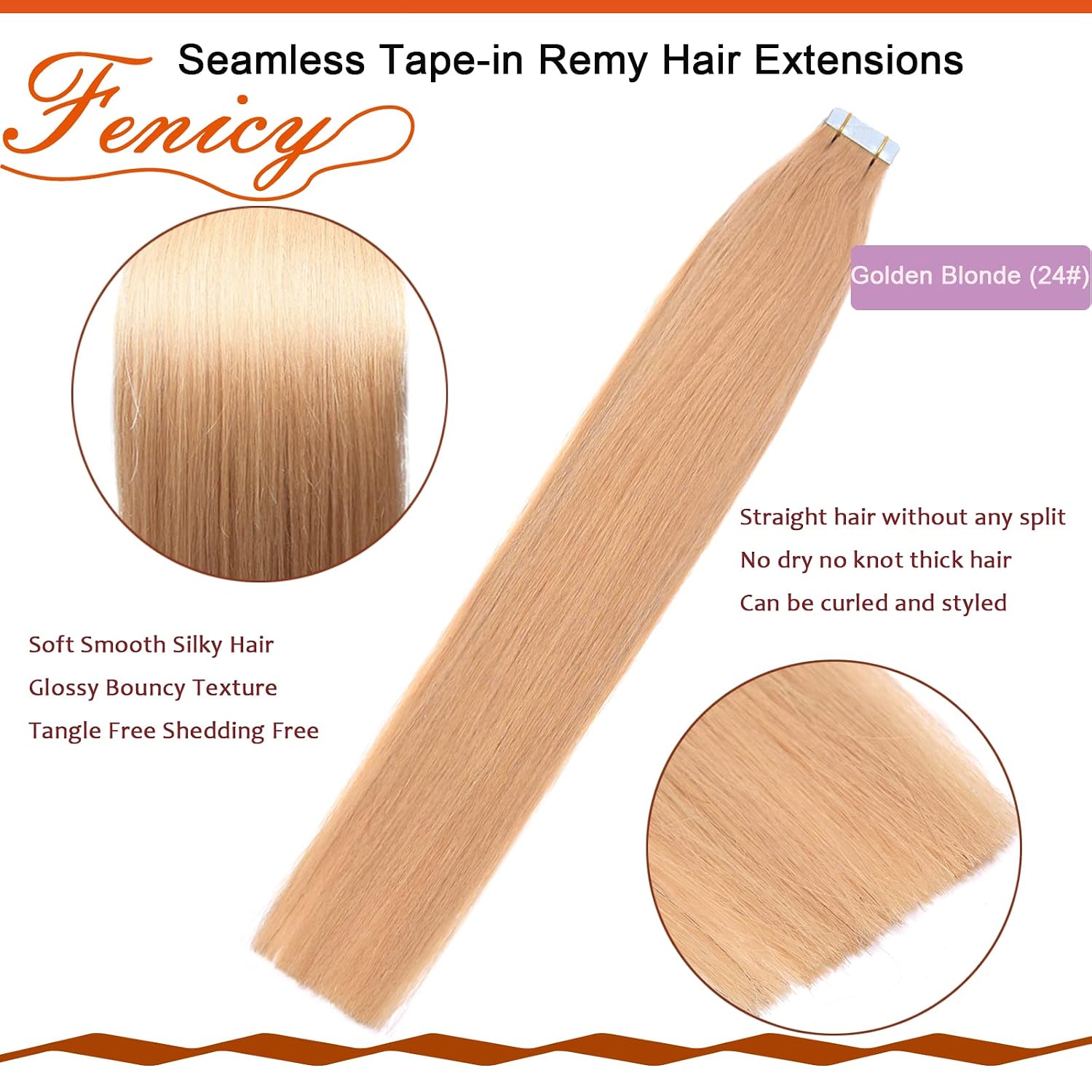 Tape-in Human Hair Extensions Skin Weft Golden Blonde 18 inch20pcs - Image 3