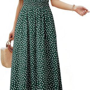 Dokotoo Summer Dresses for Women 2026 Vintage Elegant Midi Maxi Dresses Casual Short Sleeve A Line Flowy Dress