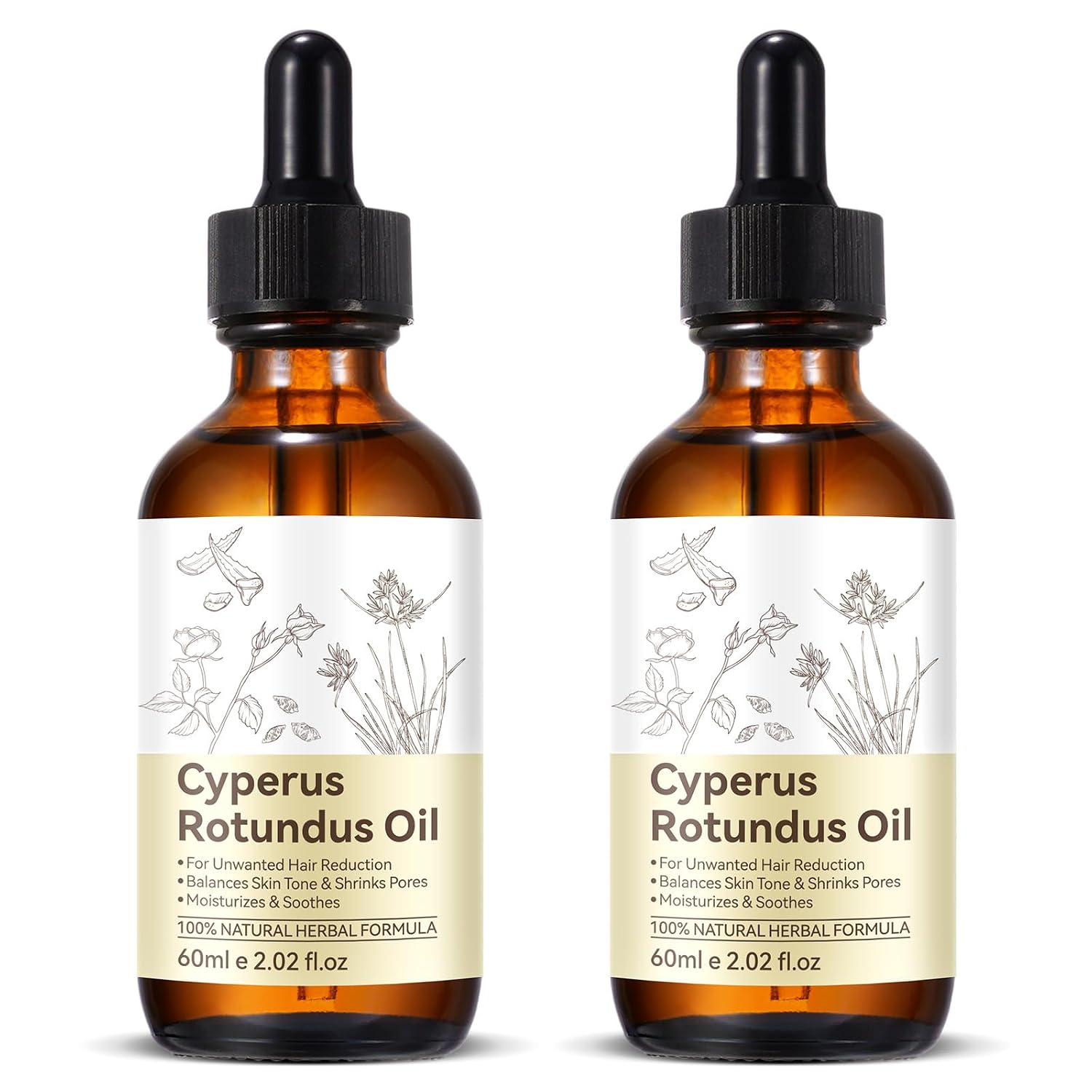 2 Pack Cyperus Rotundus Oil, Natural for Reducing Body Hair Growth, Cyperus Rotundus Oil for Hair Removal, Reduces Unwanted Hair Growth, Reducing Body Hair Growth, Shrink Pores