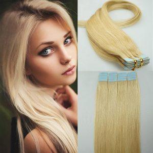 Tape-in Human Hair Extensions Skin Weft Golden Blonde 18 inch20pcs
