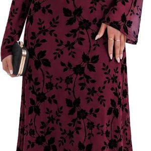 GRACE KARIN Women's Floral Long Sleeve Maxi Dresses Wedding Guest Dress