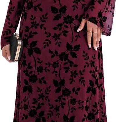 GRACE KARIN Women’s Floral Long Sleeve Maxi Dresses Wedding Guest Dress