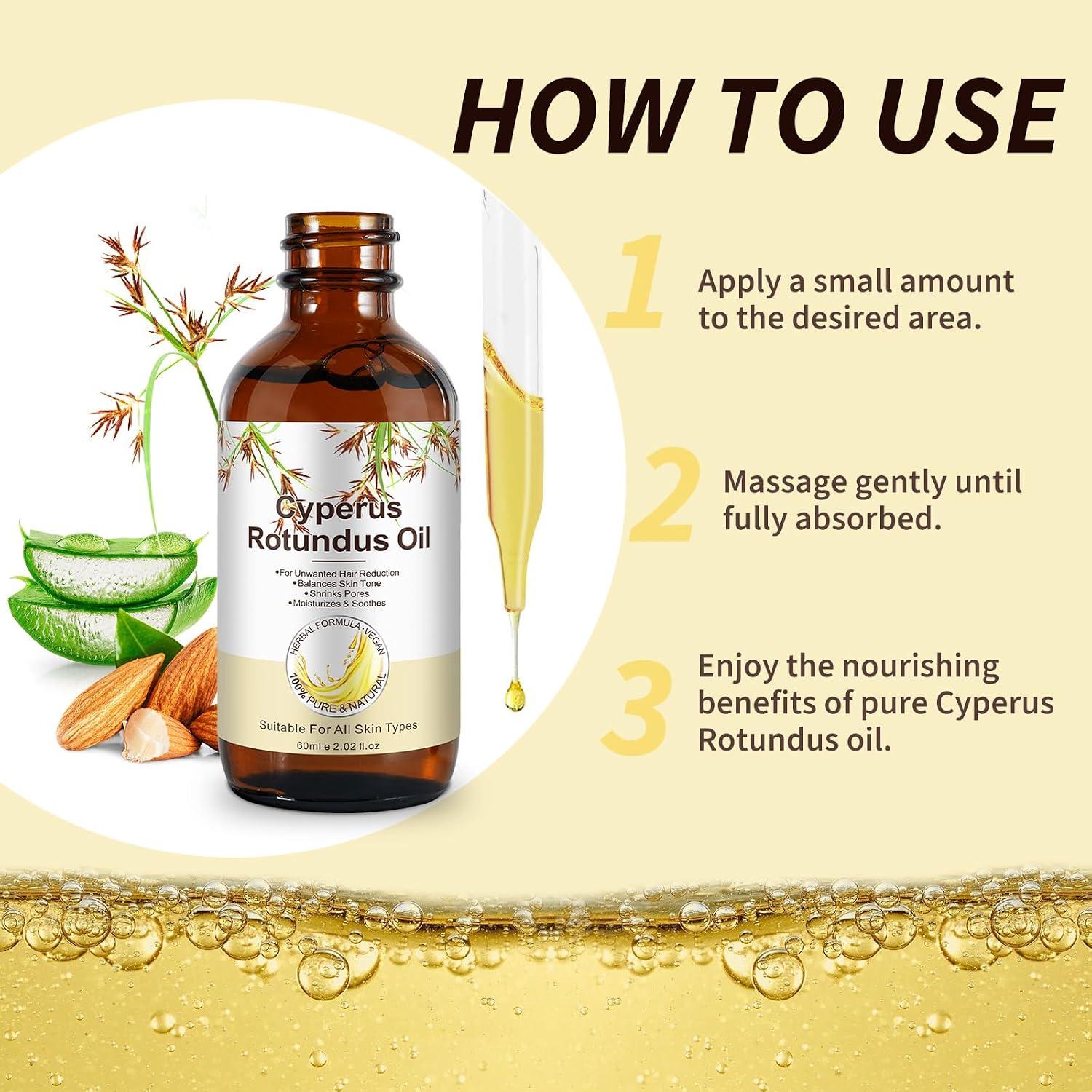 Cyperus Rotundus Oil, 100% Pure Facial Hair Removal Oil, Hair Remover for Face and Body, After Shave Oil for Women, Shrink Pores, Hydrates, Soothes and Repairs Skin - Image 7