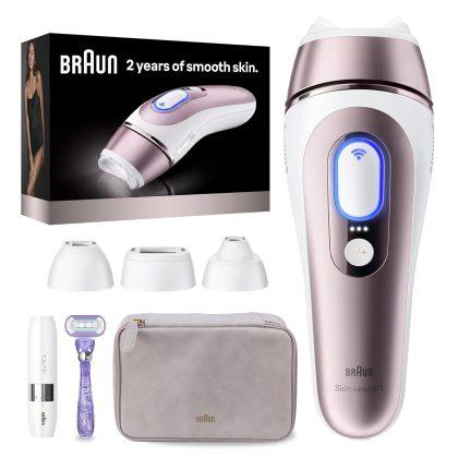 Braun Skin i-Expert Smart IPL PL7219 at Home Laser Hair Removal for Women and Men with App, Premium Pouch, Venus Razor, 2 Smart Heads, Facial Trimmer
