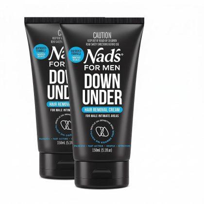 Nad’s For Men Down Under Hair Removal Cream – Gentle Depilatory for Body, for Intimate areas, painless, soothing and suitable for all Skin and Hair types, Manscape 5.1 fl oz (Pack of 2)