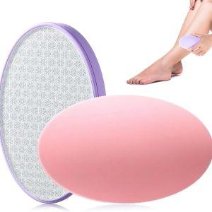 2PCS Premium Crystal Hair Eraser, Reusable Crystal Hair Remover Painless Exfoliation Epilators Hair Removal for Women, Nano Glass Natural Gentle and Efficient Shaver Trimmer on Leg Arm(Pink Purple)