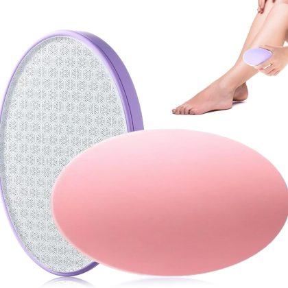 2PCS Premium Crystal Hair Eraser, Reusable Crystal Hair Remover Painless Exfoliation Epilators Hair Removal for Women, Nano Glass Natural Gentle and Efficient Shaver Trimmer on Leg Arm(Pink Purple)