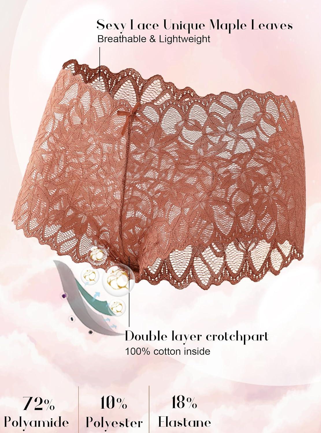 READY TO LOVE Sexy Women's Underwear Lace Shorts V Waist Breathable Cheeky Panties Boyshorts Underwear Women 5 Pack - Image 5