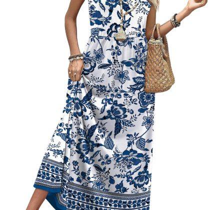 WIHOLL Summer Dresses for Women 2026 Maxi Dresses Long Flowy A Line Sleeveless Sundresses with Pockets